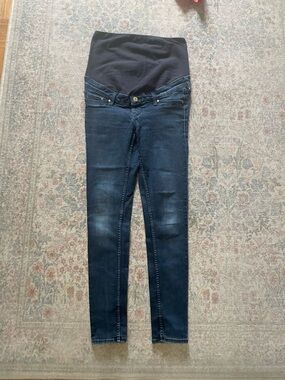 Maternity Dark Blue Stretch Jeans with Overband Support